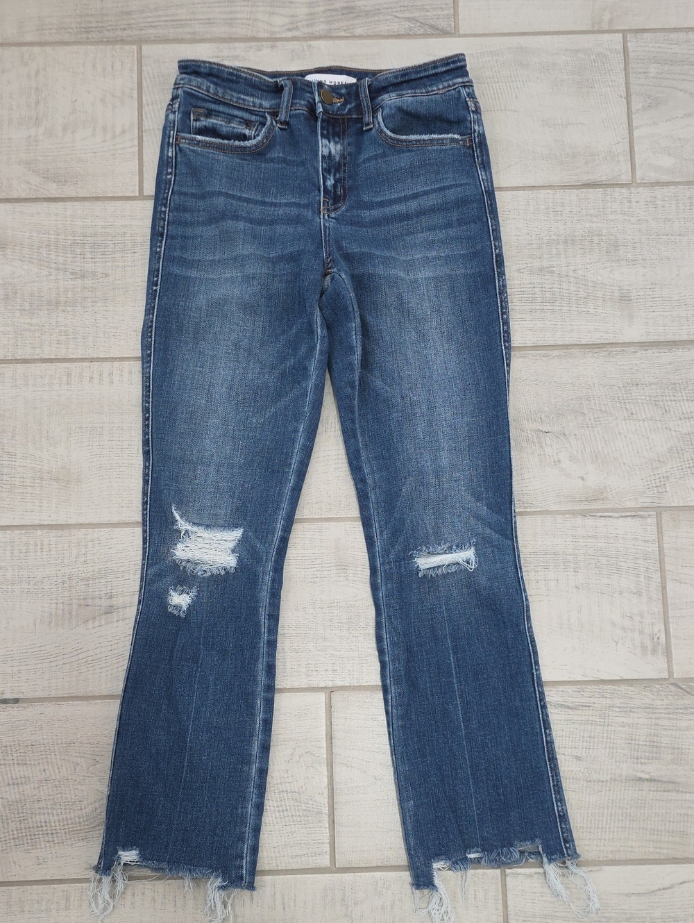 Flying Monkey Mid Rise Straight Cropped Women's Size 25 Distressed